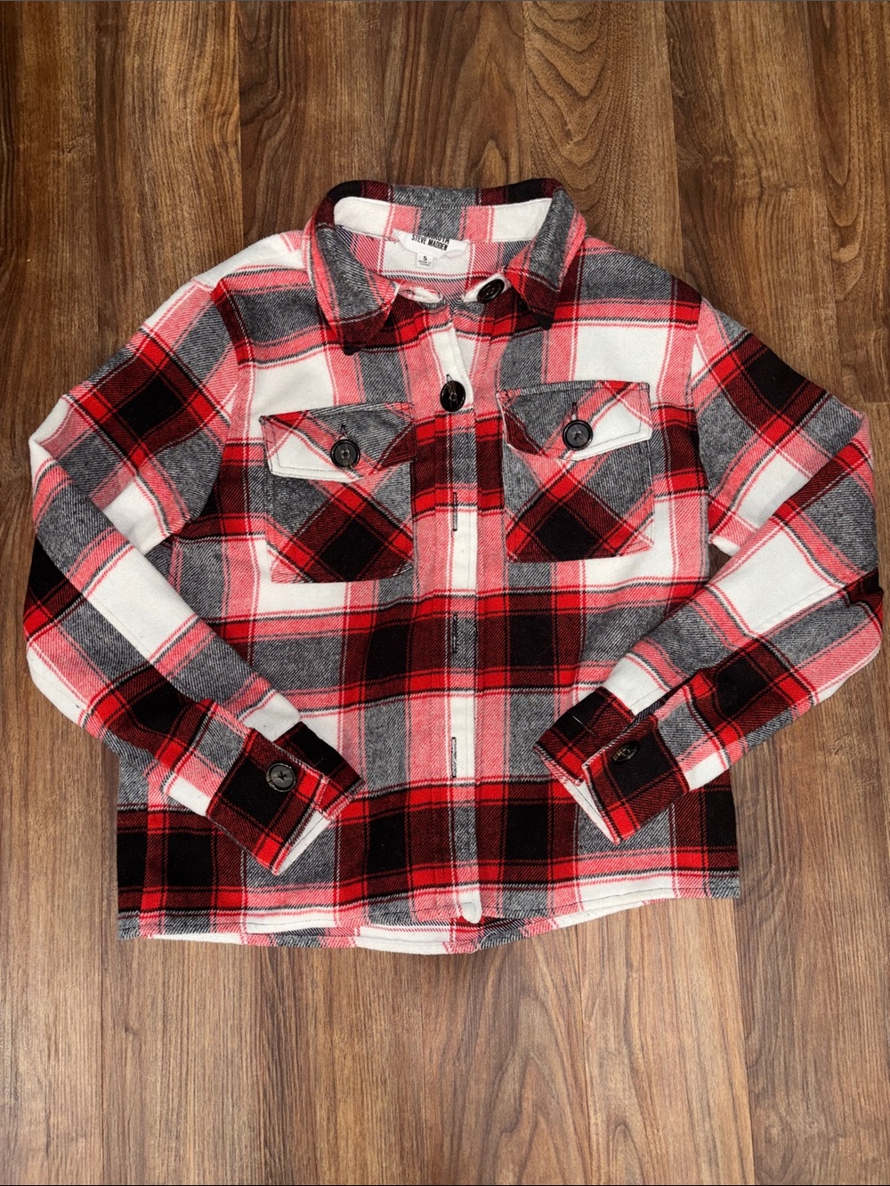 BB Dakota Steve Madden Red, Black & White Plaid Flannel